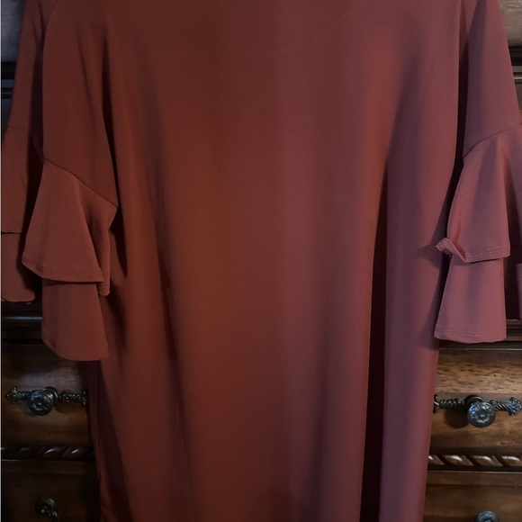 Rust Ruffle Sleeve Top, Zenana - Picture 6 of 6